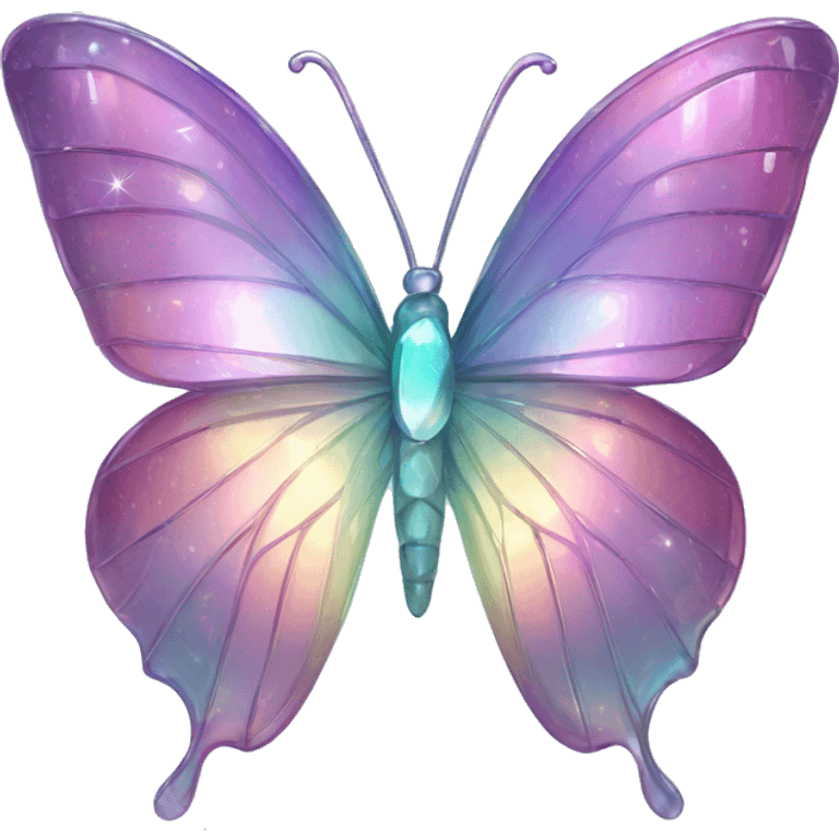 Sparkly glossy Pastel iridescent glass crystal butterfly emoji