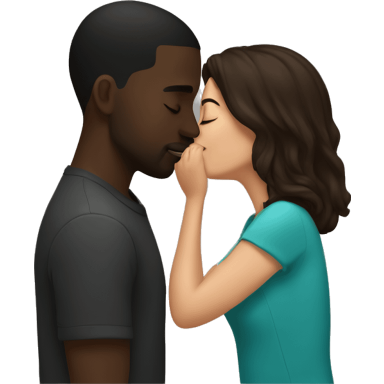 Brunette kissing a black man  emoji