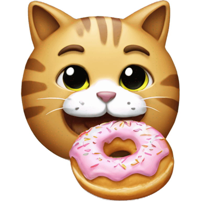 Cat eating donuts emoji