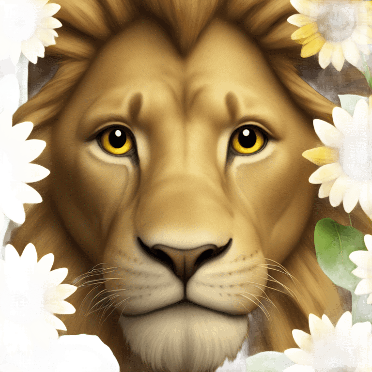 Lion in sunflower emoji