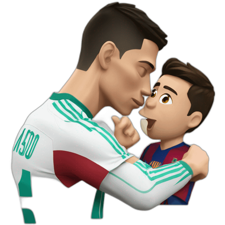 Cristiano ronaldo kissing leo messi emoji