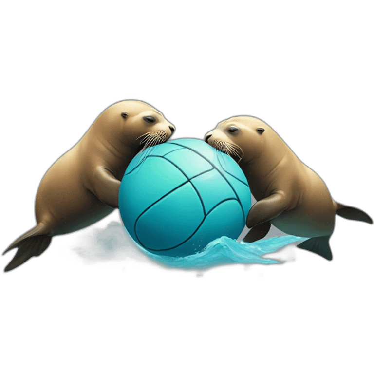 2 sea lions playing with a ball emoji