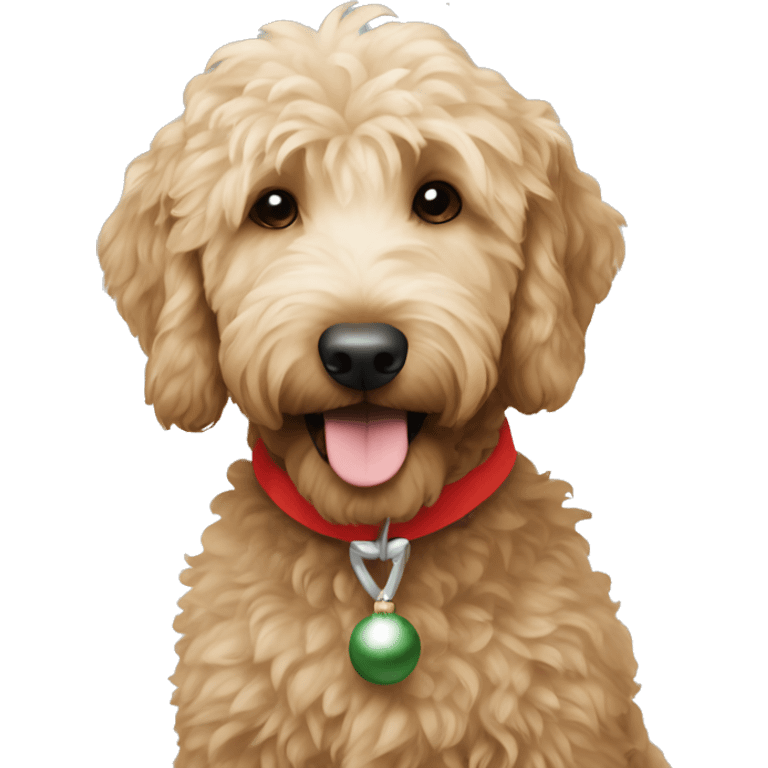 Goldendoodle at Christmas emoji