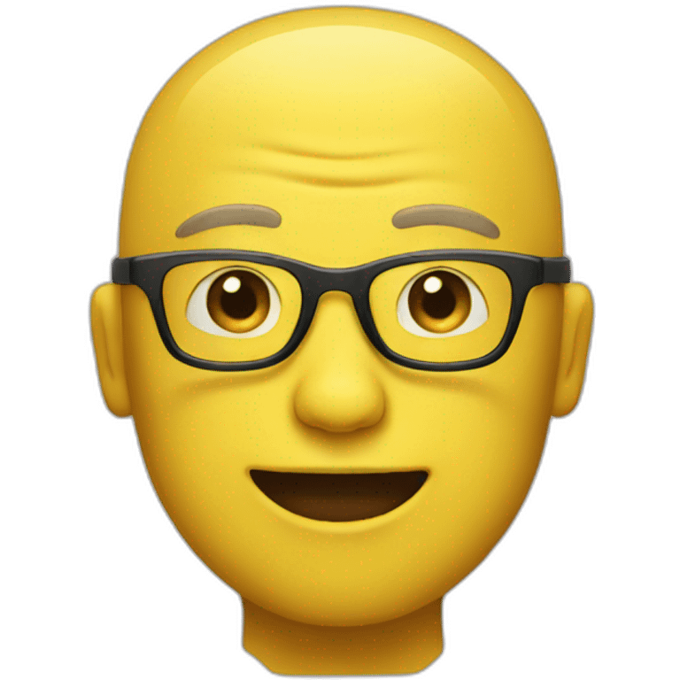 yelllow person wearing glasses without clothes hat or hair emoji