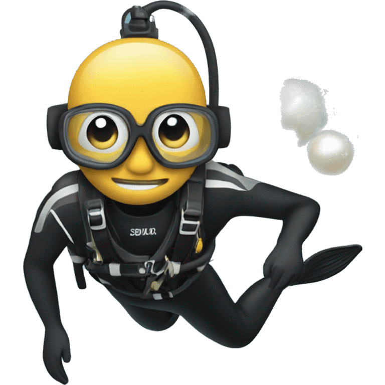 Scuba diver finds a pearl emoji