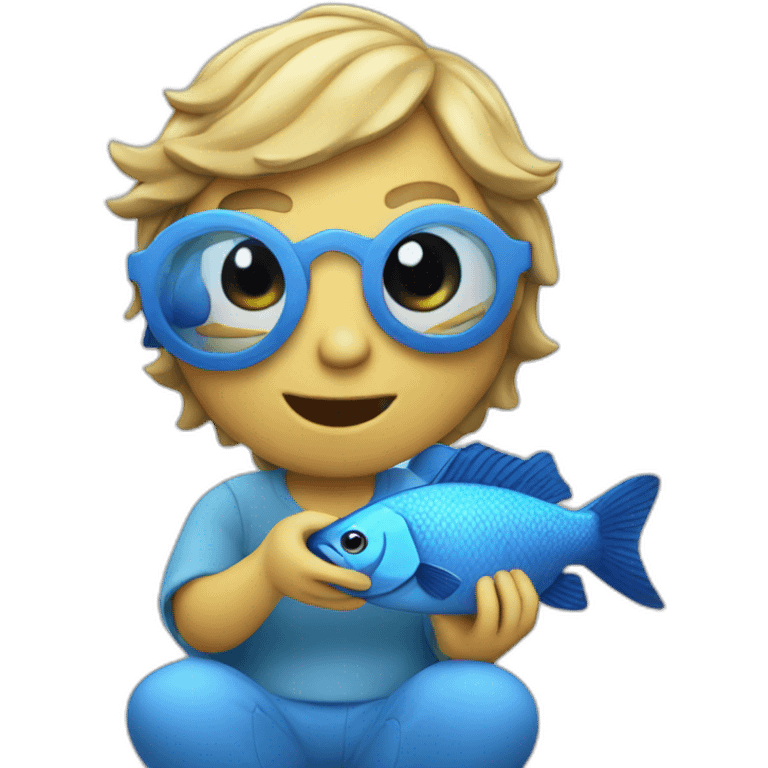 Blue fish filming a video emoji