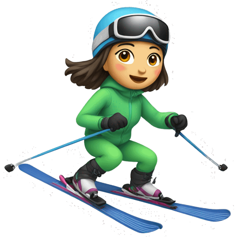 Asian girl skiing emoji