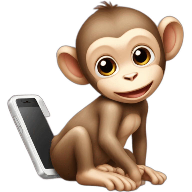 Baby monkey with iPhone  emoji