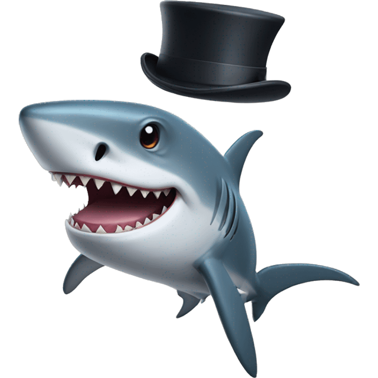 Shark with a top hat emoji