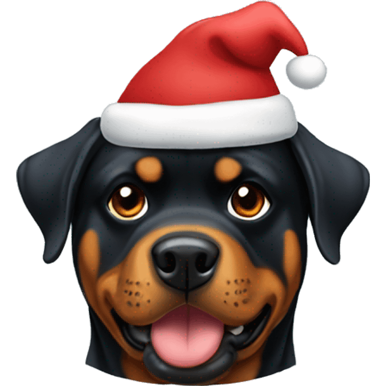 Rottweiler with Santa hat emoji