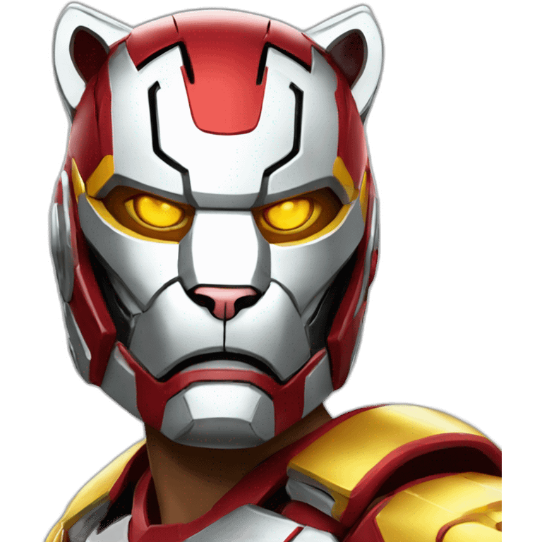 A tiger with the red and yellow Iron man helmet emoji