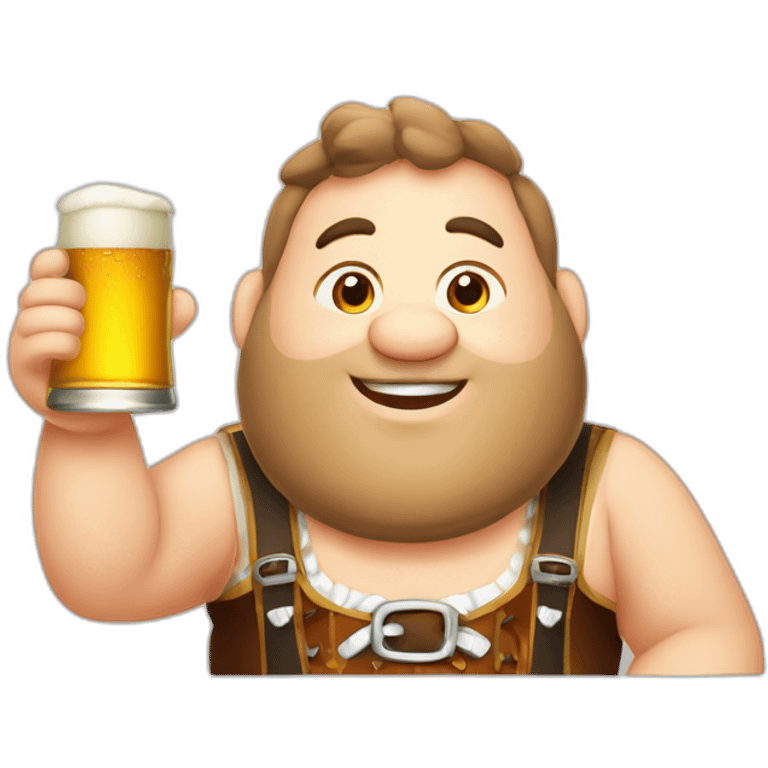 fat guy drinking beer at oktoberfest lederhosen 150 emoji