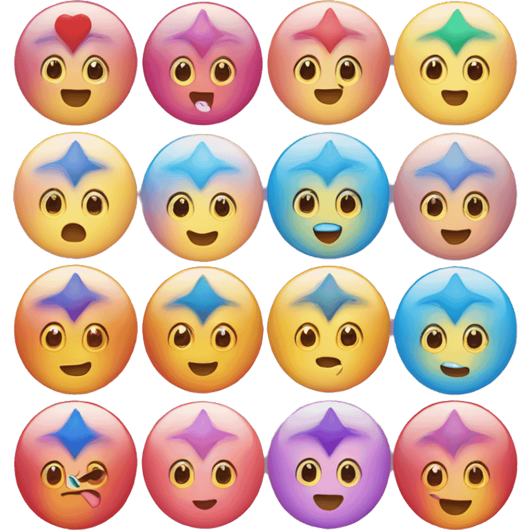 Cute hearts in the form of auras of different colors in the form of emojis emoji