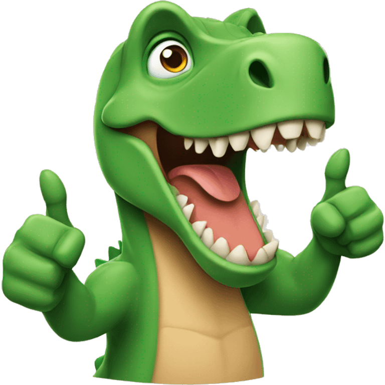 dinosaur shows thumbs up emoji