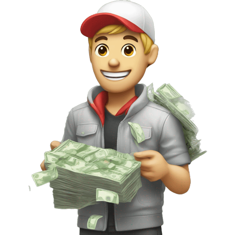 zomato delivery boy with money rain emoji