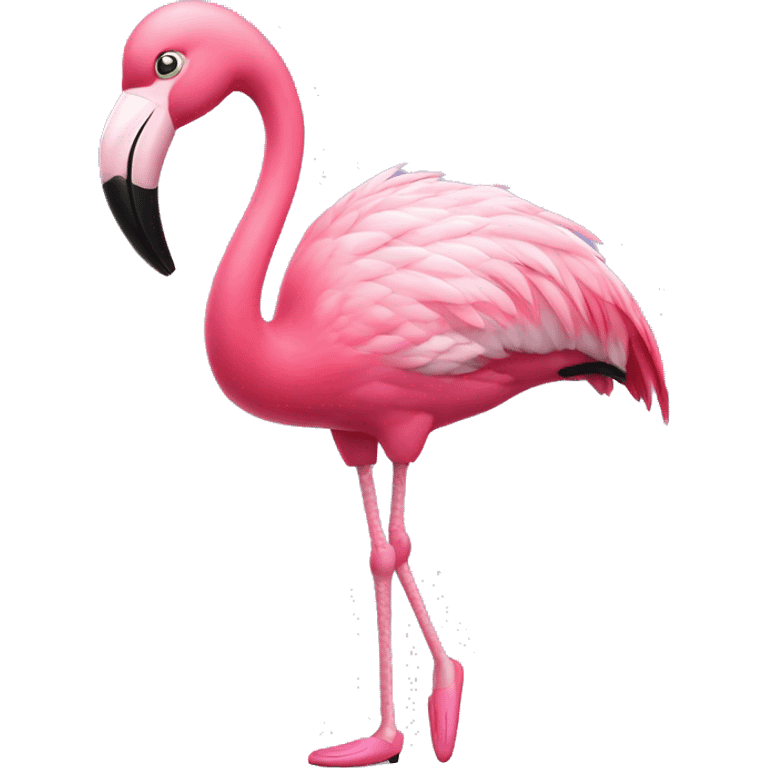 pink flamingo wearing tap shoes emoji