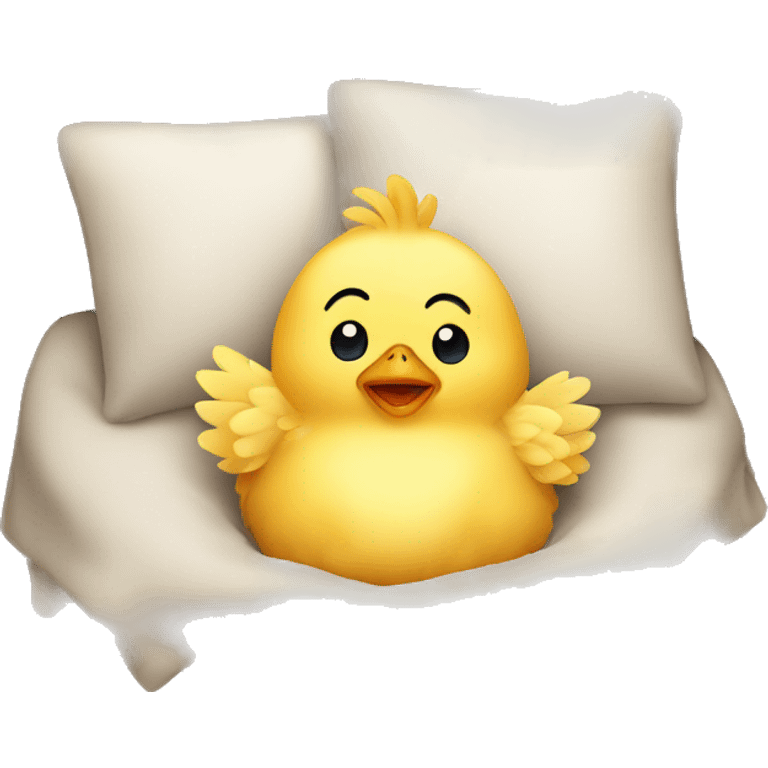 baby chicken laying in a bed emoji