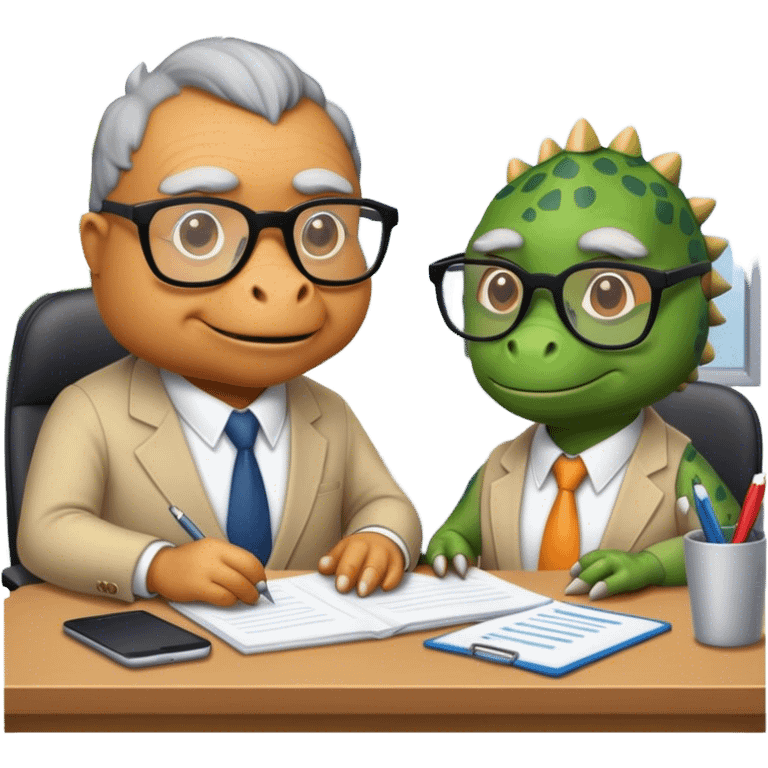 old dinosaurs working in an office emoji