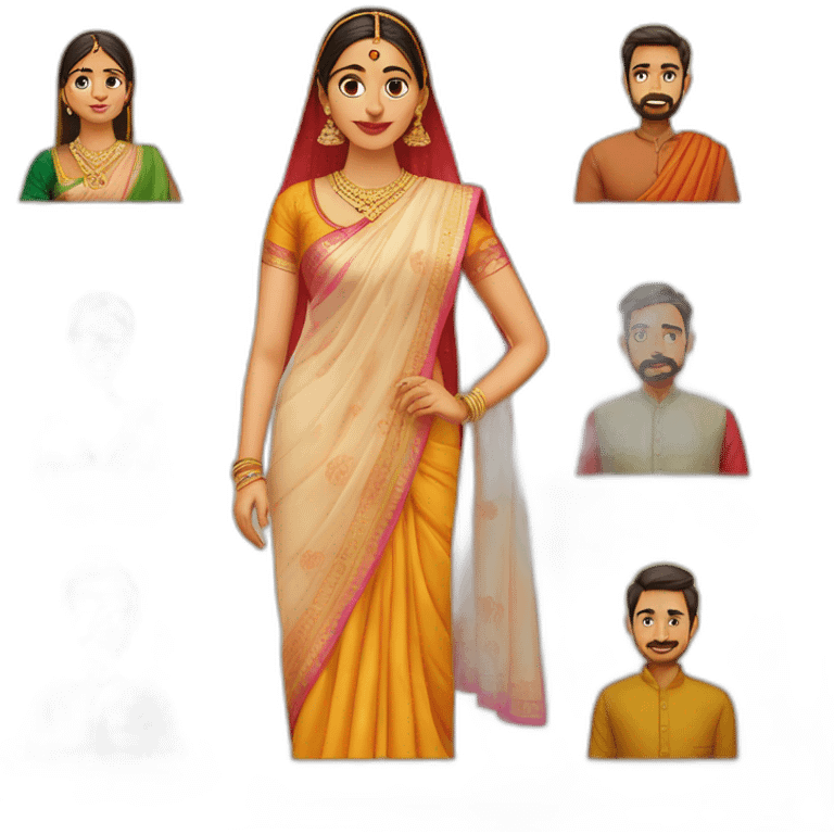 Married women in saree & men kurta in one frame emoji