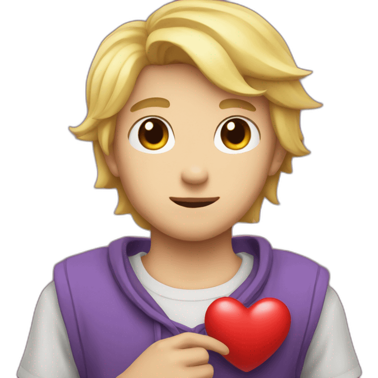 Blonde boy twitch emote who holds a heart emoji