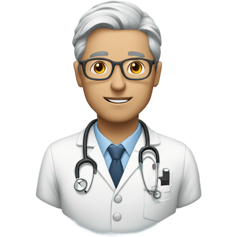 Person watching video of a white doctor with grey hair  emoji