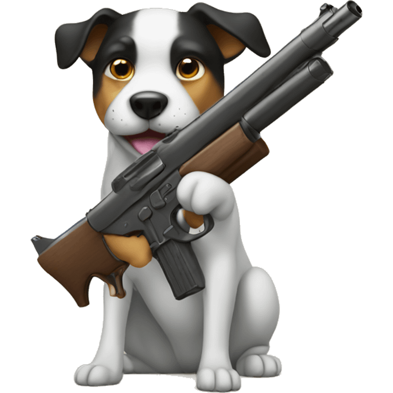 Dog holding a gun  emoji