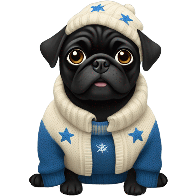 Black pug a Jewish star sweater emoji