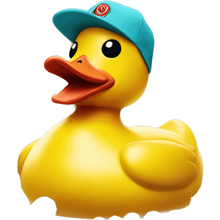 Rubber duck with obey snapback hat and diamond chain  emoji