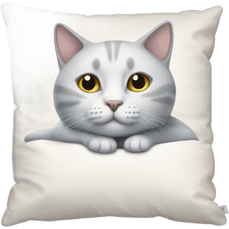 White-grey cat laying on the pillow emoji