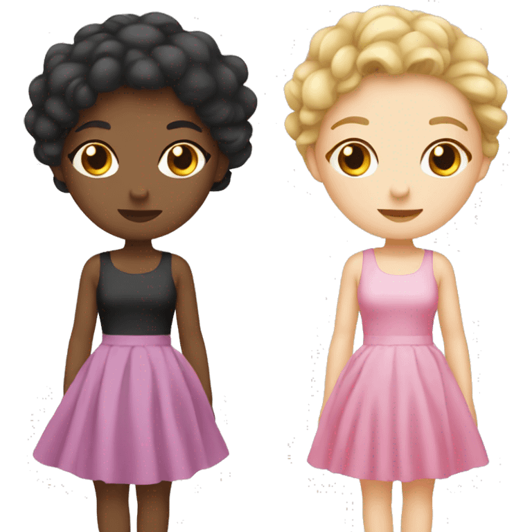 two white girls in pink dress and in black dress emoji