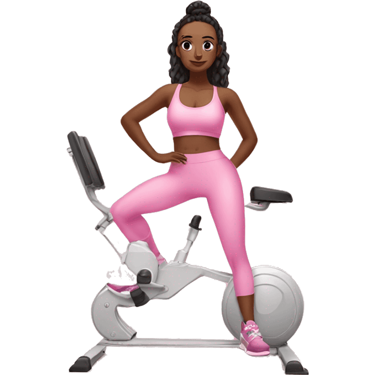 Baddie doing pilates in her pink gym set emoji