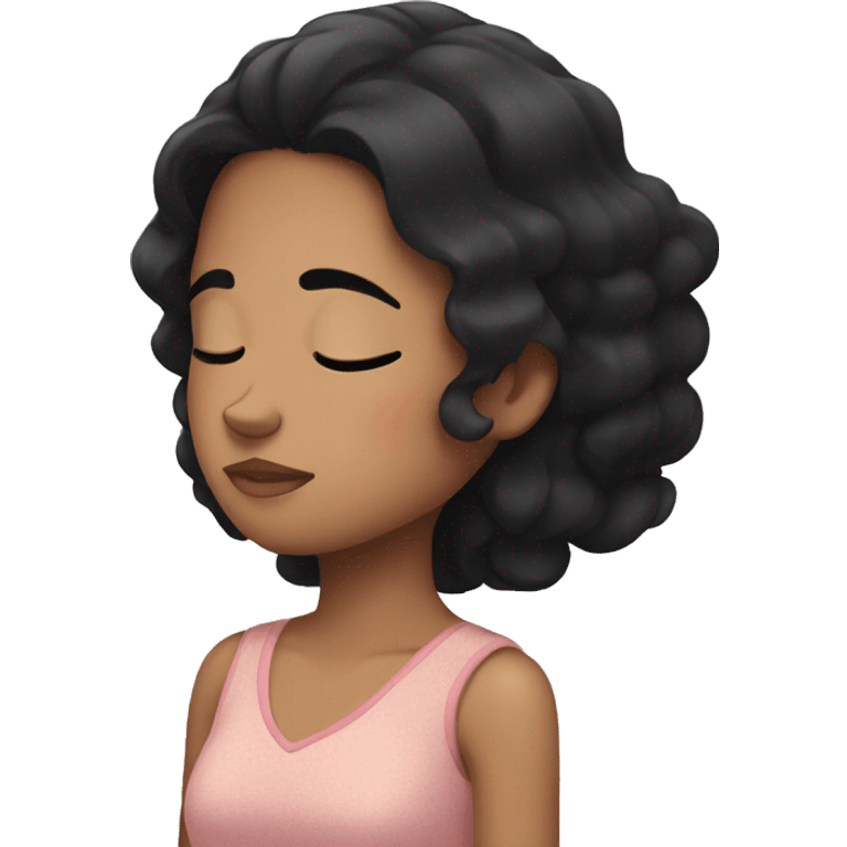 Girl with black hair sleeping emoji