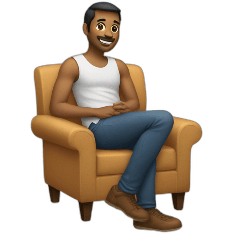 A man with a leg in his lap emoji