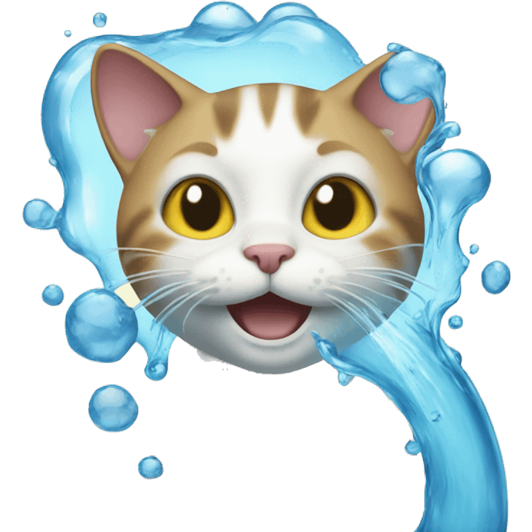 Cat with water gushing emoji