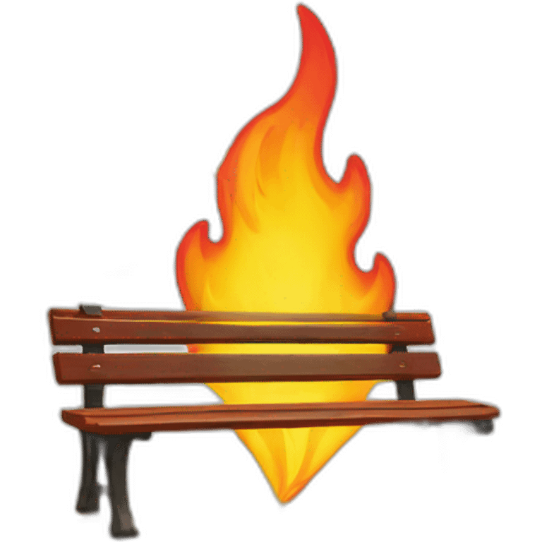 park bench on fire with envelopes raining emoji