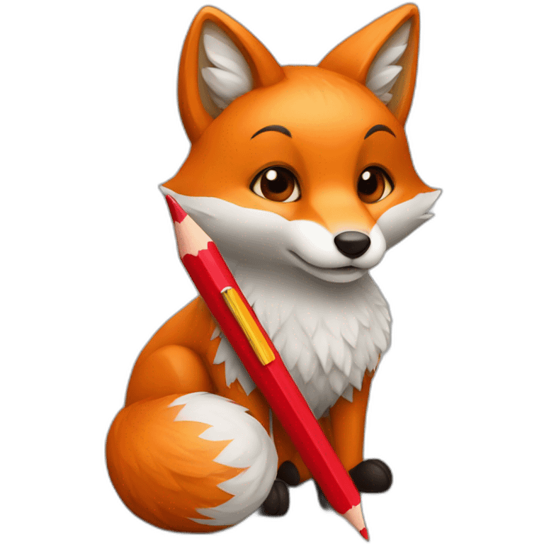 a fox holding a red pencil emoji