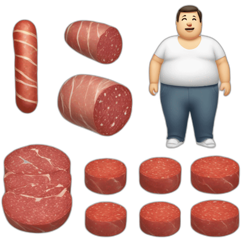 guy overweight with breand and salami emoji