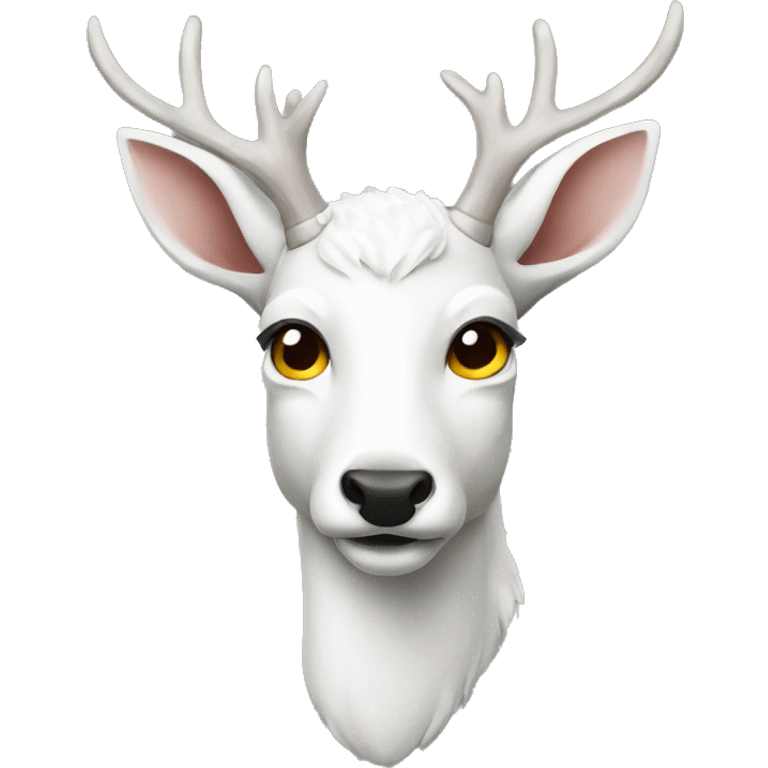 A white deer,with a fierce expression  emoji