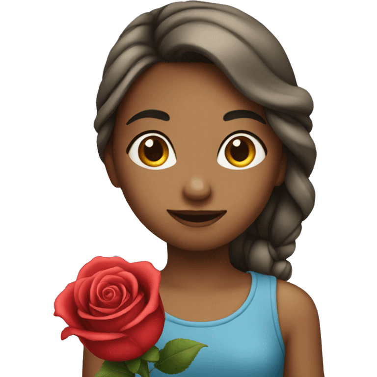 Girl holding a rose emoji