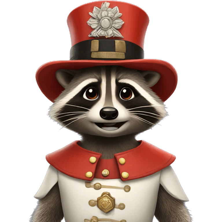 Raccoon wearing a beefeater costume emoji