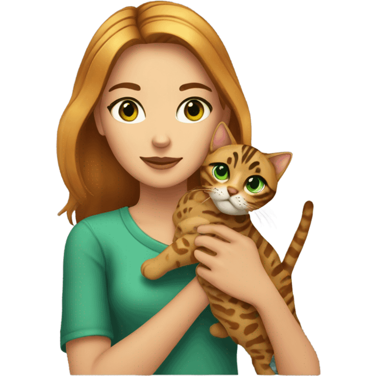 Girl with bengal cat emoji