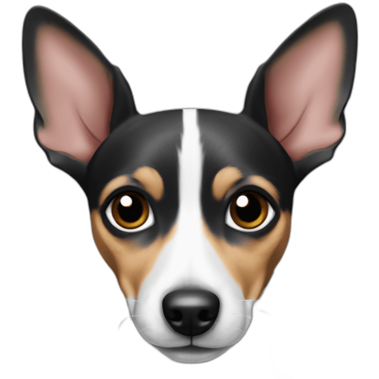 Older senior pointy ear rat terrier with black and white and grey fur emoji