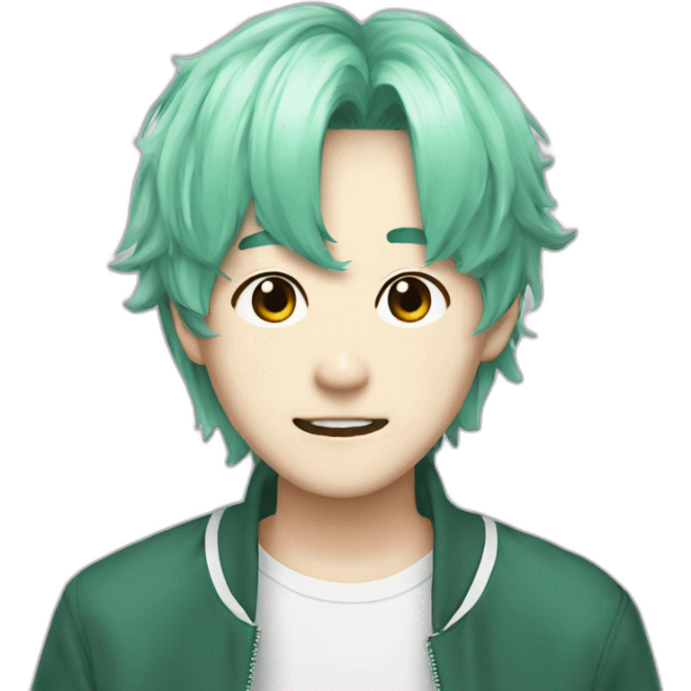 suga from bts with mint hair emoji