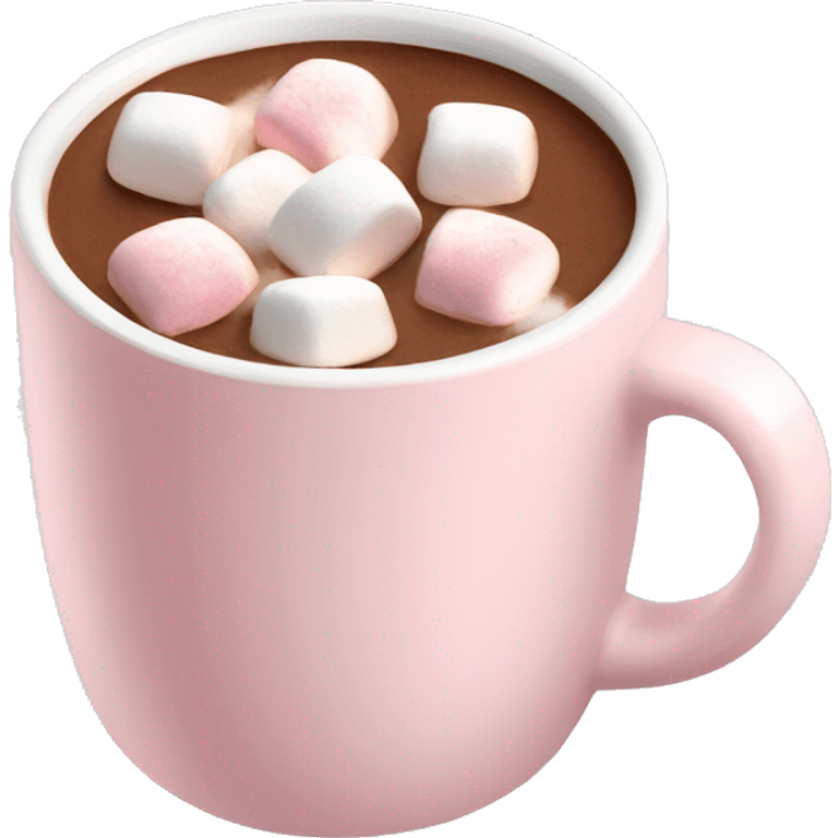 Light Pink mug of hot chocolate with marshmallows  emoji