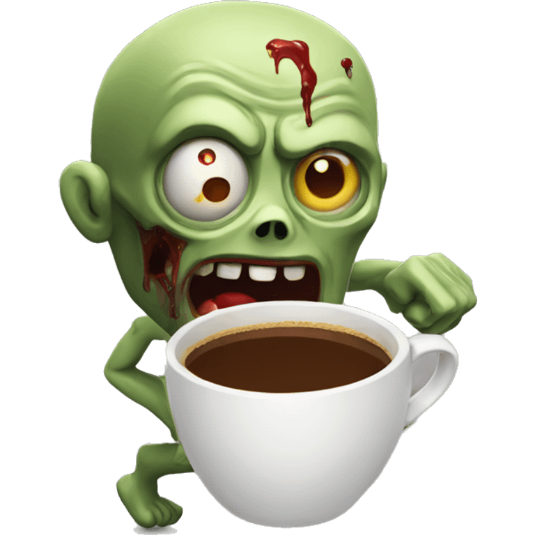 Zombie in pursuit of Coffee emoji