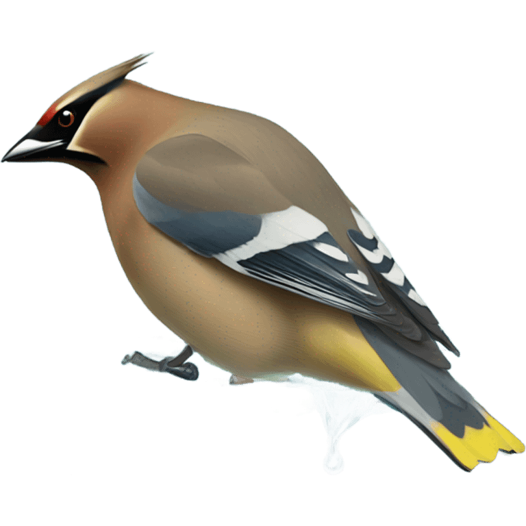 Cedar waxwing dunking emoji