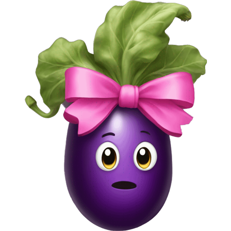 Eggplant with pink bow emoji