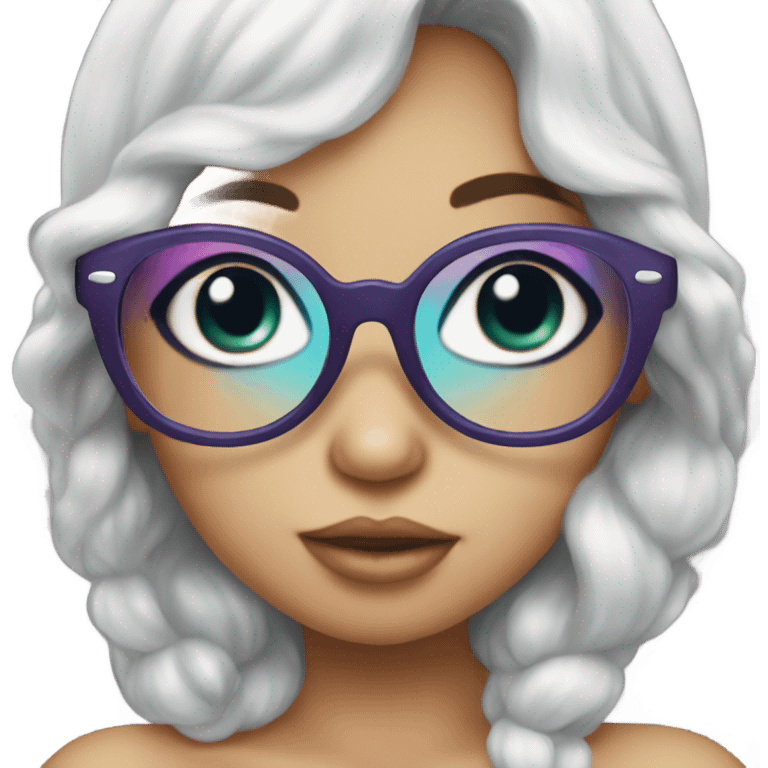 little cute mermaid kiss wearing glasses  emoji