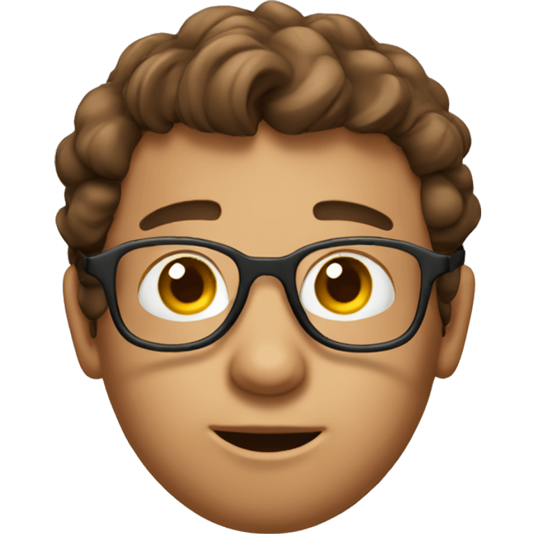 3d emoji, preety boy who thinkng with glasses aviator and brown hair emoji