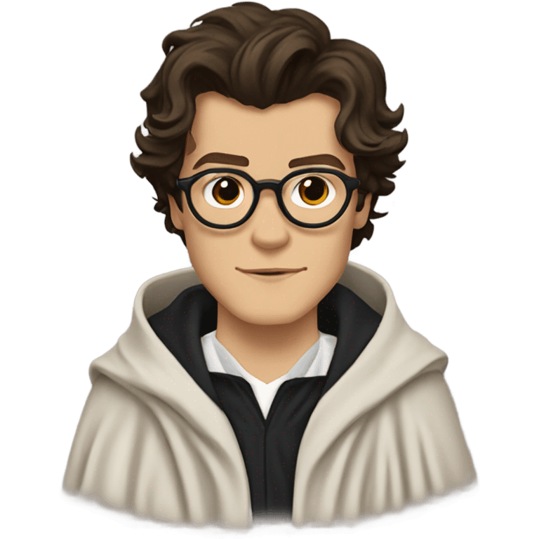 harry styles with a harry potter scar and glasses and wizards robes emoji